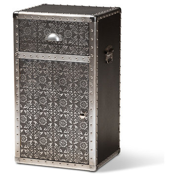 Cosette Vintage Industrial Silver Metal Floral Accent Cabinet