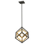 Z-LITE - Z-LITE 457MP-OBR-BRZ 1 Light Mini Pendant, Olde Brass + Bronze - Z-LITE 457MP-OBR-BRZ 1 Light Mini Pendant, Olde Brass + BronzeCollection: EuclidFrame Finish: Olde Brass + BronzeFrame Material: SteelDimension(in): 12(L) x 12(W) x 14.75(H)Chain Length(in): 5x12" + 1x6" + 1x3" RodsCord/Wire Length(in): 110"Bulb: (1)100W Medium base,Dimmable(Not Included)UL Classification/Application: CUL/cETLu/Dry
