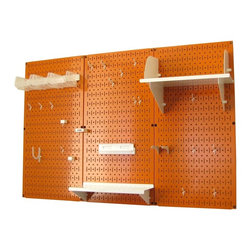 Orange Pegboard with White Peg-Board Accessories by Wall Control Storage Systems - Garage And Tool Storage