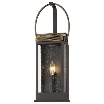 Holmes 1 Light Wall Sconce - Bronze and Brass Finish - Clear Seeded Glass