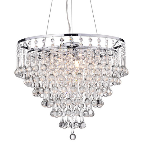 Kailee 5-Light Cascading Crystal Chandelier Chrome Ceiling Fixture Glam