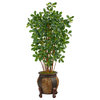 4.5' Black Olive Artificial Tree, Decorative Planter