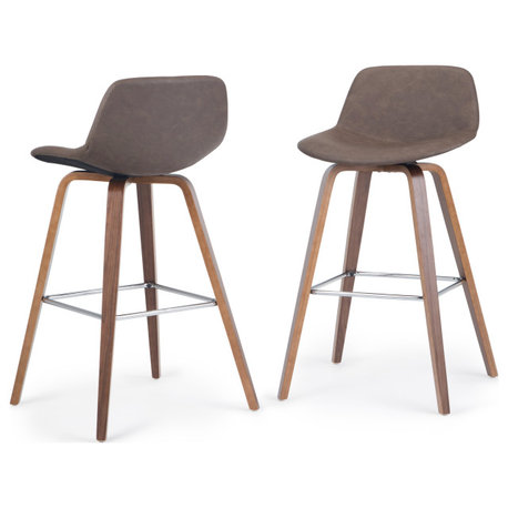 Bentwood Counter Height Stool (Set Of 2) Distressed Chocolate Brown Faux Leather