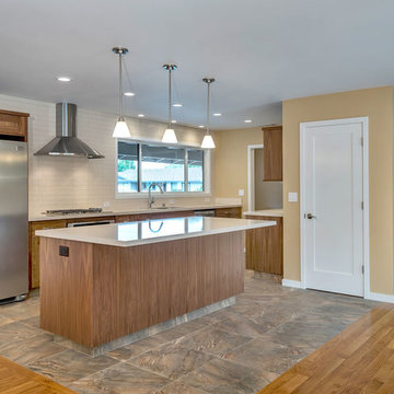 Home with Shaker Walnut Cabinets and Somerset Oak Floors