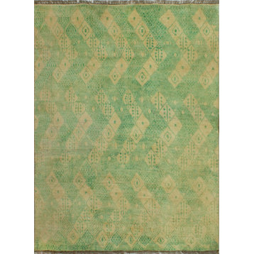Balochi Barre Light Green/Ivory Rug, 4'9x6'5