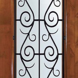 Slab Entry Single Door 80 Knotty Alder St. Charles Full Lite Wrought Iron - Front Doors