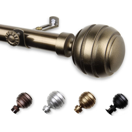 Poise 3/4" Curtain Rod 28-48", Black, Antique Brass, 120-170"