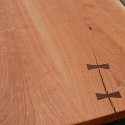 Live Edge Cherry Dining Table with Trestle Base - Dining Tables