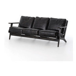 Mid-Century Modern Brooks Leather Sofa - Sofas