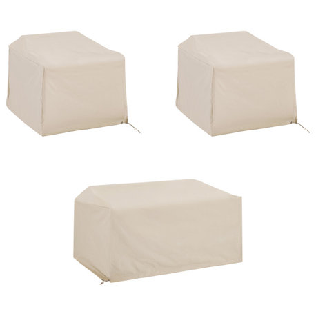 3-Piece Furniture Cover Set, Loveseat, 2 Chairs, Tan