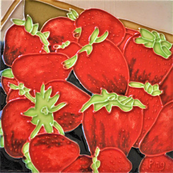 6x6" Strawberry Decorative Ceramic Art Tile Hot Plate Trivet and Wall Decor