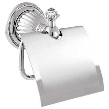 Artica Swarovski toilet paper holder with cover. Luxury toilet roll holder., Polished Chrome