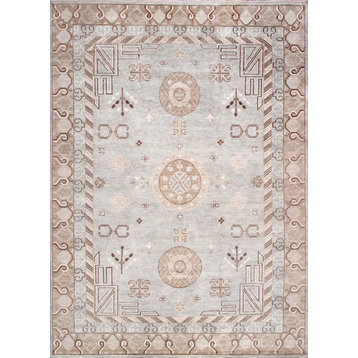Khotan Hand-Knotted Wool Light Green Area Rug- 10' x 14'
