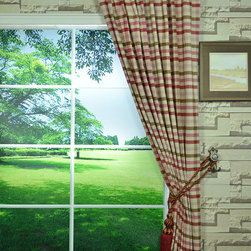 Paroo Cotton Blend Middle Check Concealed Tab Top Curtains & Drapes - Shutters, Blinds & Curtains