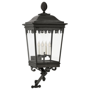 Rosedale Grand Large Bracketed Wall Lantern in French Rust with Clear Glass