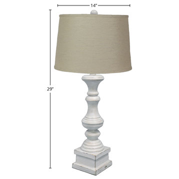 Austin 29" Tall Antique White Table Lamp With Tan Linen Shade