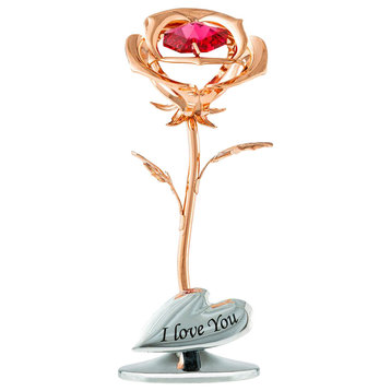 Single Rose Gold Plated Rose Flower Tabletop Ornament