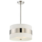 Crystorama - Libby Langdon for Crystorama Grayson 3 Light Polished Nickel Chandelier - Libby Langdon has given the classic pendant light a modern update with a ribbon of steel that lends the Grayson Collection a fashionable mid-century appeal. Versatile enough to fit into any interior, this fixture produces a soft diffused light that adds warmth to any space. A great look for any decor, this light looks great in the dining room, kitchen, bedroom or grand living room.