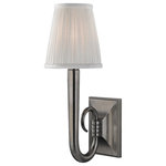 Hudson Valley Lighting - Hudson Valley Lighting 1111-HN Douglas - One Light Wall Sconce - Beneath a pleated, silk shade, a tapering cast-metDouglas One Light Wa Historic Nickel Whit *UL Approved: YES Energy Star Qualified: n/a ADA Certified: n/a  *Number of Lights: Lamp: 1-*Wattage:60w E12 Candelabra Base bulb(s) *Bulb Included:No *Bulb Type:E12 Candelabra Base *Finish Type:Historic Nickel