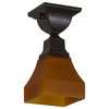5Sq Bungalow Frosted Amber Flushmount