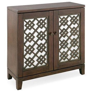 Leick Furniture Solid Wood Accent Chest with Diamond Mirrored Doors in Walnut