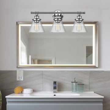 Parker 3-Light Vanity Light, Chrome, Clear Glass Shades