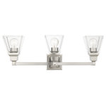 Livex Lighting - Livex Lighting 17173-91 Mission - Three Light Bath Vanity - The Mission collection has clean lines with geometMission Three Light  Brushed Nickel ClearUL: Suitable for damp locations Energy Star Qualified: n/a ADA Certified: n/a  *Number of Lights: Lamp: 3-*Wattage:100w Medium Base bulb(s) *Bulb Included:No *Bulb Type:Medium Base *Finish Type:Brushed Nickel