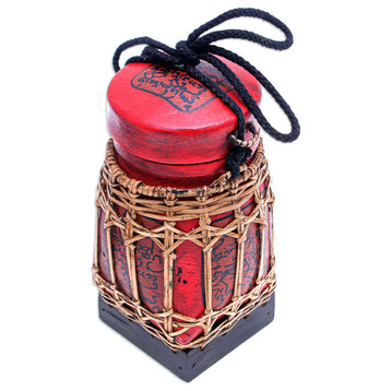 Novica Handmade Lanna Letter In Small Decorative Bamboo Jar