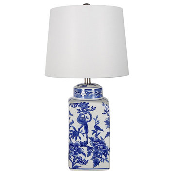 Anita 1 Light Desk Lamp, Blue and White