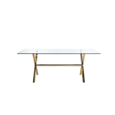 Gold Beverly Dining Table, Gold/Clear