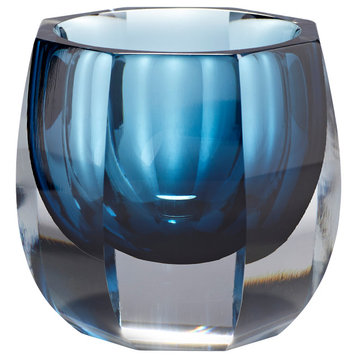 Azure Oppulence Vase, Blue and Clear