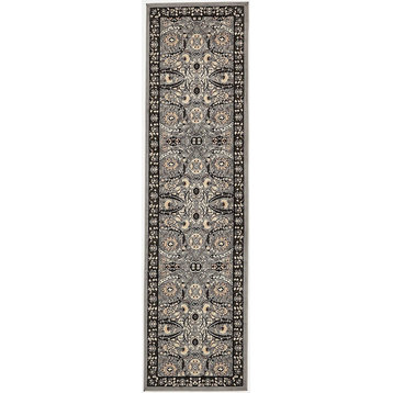 Country and Floral Kashan 2'7"x10' Runner Smoke Area Rug