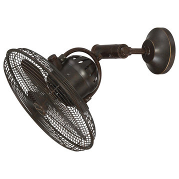 14" Aged Bronze Cage Wall Fan w/ Adjustable Arm - Craftmade Bellows IV BW414AG3