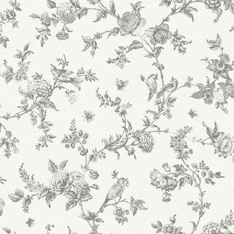 Nightingale Charcoal Floral Trail Wallpaper Bolt