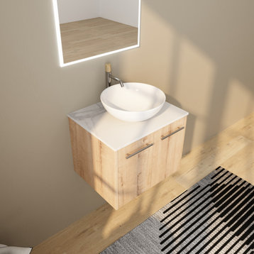 BNK 24 Inch Bathroom Vanity With Sink, Modern Wall Mount Bathroom Vanity Set, Bowl