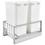 Rev-A-Shelf - Pull Out Double Trash/Waste Container With Soft Close, White, 50 qt./12.5 gal - Italian influenced and crafted with sturdy aluminum frame, Rev-A-Shelf's 5349 series offers the utmost luxury and function with its full extension soft-close slides. Polymer bins are perfect for small and  large families and are easily removable for cleaning.   Finish your installation by attaching your own cabinet door with the provided hardware. Available in various colors, heights and widths.
