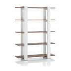 Furniture of America Bess Modern Wood 5-Shelf Bookcase in White