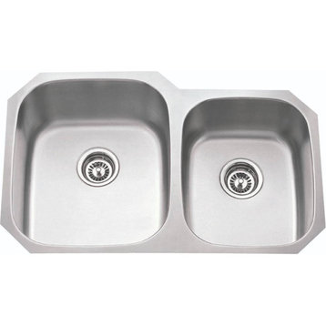 18" Gauge Undermount Stainless Steel Double Offset Left Bowl Sink