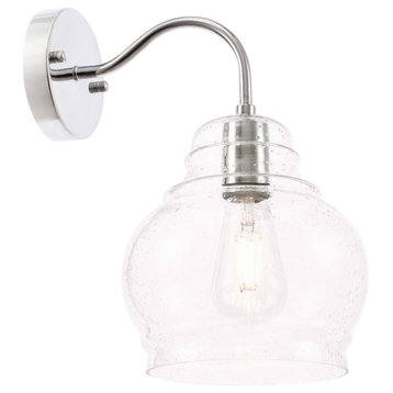 Chrome Finish And Clear Bubble Glass 1-Light Wall Sconce
