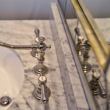 Marble Vanity with Polished Chrome Widespread Faucet