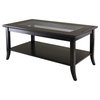 Winsome Wood Genoa Rectangular Coffee Table With Glass Top And Shelf
