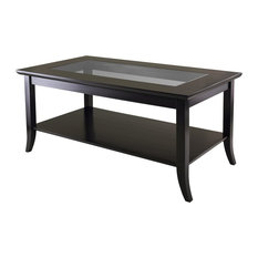 Transitional Coffee Tables Drinker Winsome Genoa Rectangular Coffee Table With Gl Top And Shelf Tables