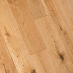 Hurst Hardwoods - French Oak Prefinished Engineered Wood Floor, Natural, Wide Plank 7 1/2"x5/8" - This listing is for one 10" long sample piece of our popular 7 1/2" x 5/8" French Oak (Natural) Prefinished Engineered wood floor from our European French Oak Collection. This wide plank wood flooring offers beautiful aesthetics to compliment your home's interior space. Featuring an 9-ply construction, tongue & groove milling profile, and micro-beveled edges/ends, this European style wood floor is both CARB Phase II certified & Lacey Act compliant. Its White Oak veneer and Birch ply core are harvested from European forests and milled on top quality German equipment to produce a superior product. This floor also boasts a 4mm top layer, allowing it to be re-sanded/re-finished up to 3 times over its lifetime. Actual flooring planks from this collection feature a majority (70%) 73" long lengths, with the balance of boards at 2' to 4'. Installation methods include glue, float, nail or staple down. Our French Oak Engineered wood floors are manufactured with Live Sawn White Oak to create an "Old World" look while also affording them increased stability and hardness. This floor's hand-scraped & distressed textures along with our high grade Aluminum Oxide matte finish provide incredible scratch resistance for busy homes of all sizes. Comes with a 30 Year Finish Warranty. For more information, please refer to our Terms & Policies for statements on moisture control, radiant heat, shipping, damage, and returns. For over 25 years, Hurst Hardwoods has been a national leading hardwood flooring wholesaler.
