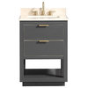 Allie 24" Vanity, Twilight Gray With Gold Trim, Natural 1" Crema Marfil
