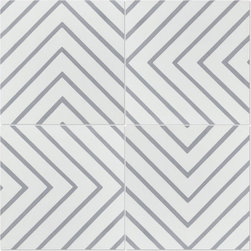 Villa Lagoon Tile - 8"x8" Labyrinth Misty Gray (PS) Handcrafted Cement Tile, Set of 16 - Wall And Floor Tile