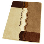 Non Slip Small Modern Brown Bath Rug - Unique sculpted bath rug with beautiful brown tones including toffee, light beige, dark mahogany, and light butter cream. Machine washable .98in high dense pile non-slip / non-skid backing that will not break down. Soft polyacrylic rug specifically designed for high humidity, high traffic environments. Designed and produced in Germany