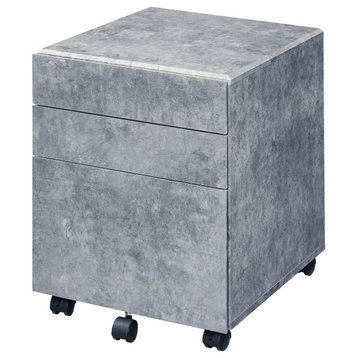 Acme File Cabinet With Faux Concrete And Silver 92909