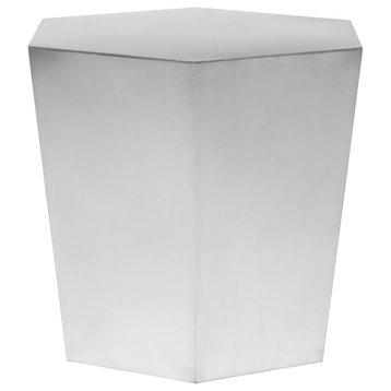 Hexa Stainless Steel Side Table, Brushed Stainless Steel