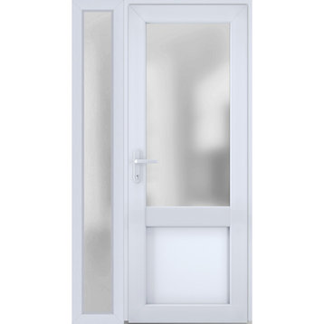 Front Exterior Prehung Door Frosted Glass / Manux 8422 White / 48 x 80" Right In