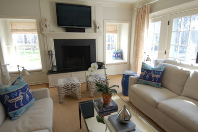 Inspiration for a transitional family room remodel in New York